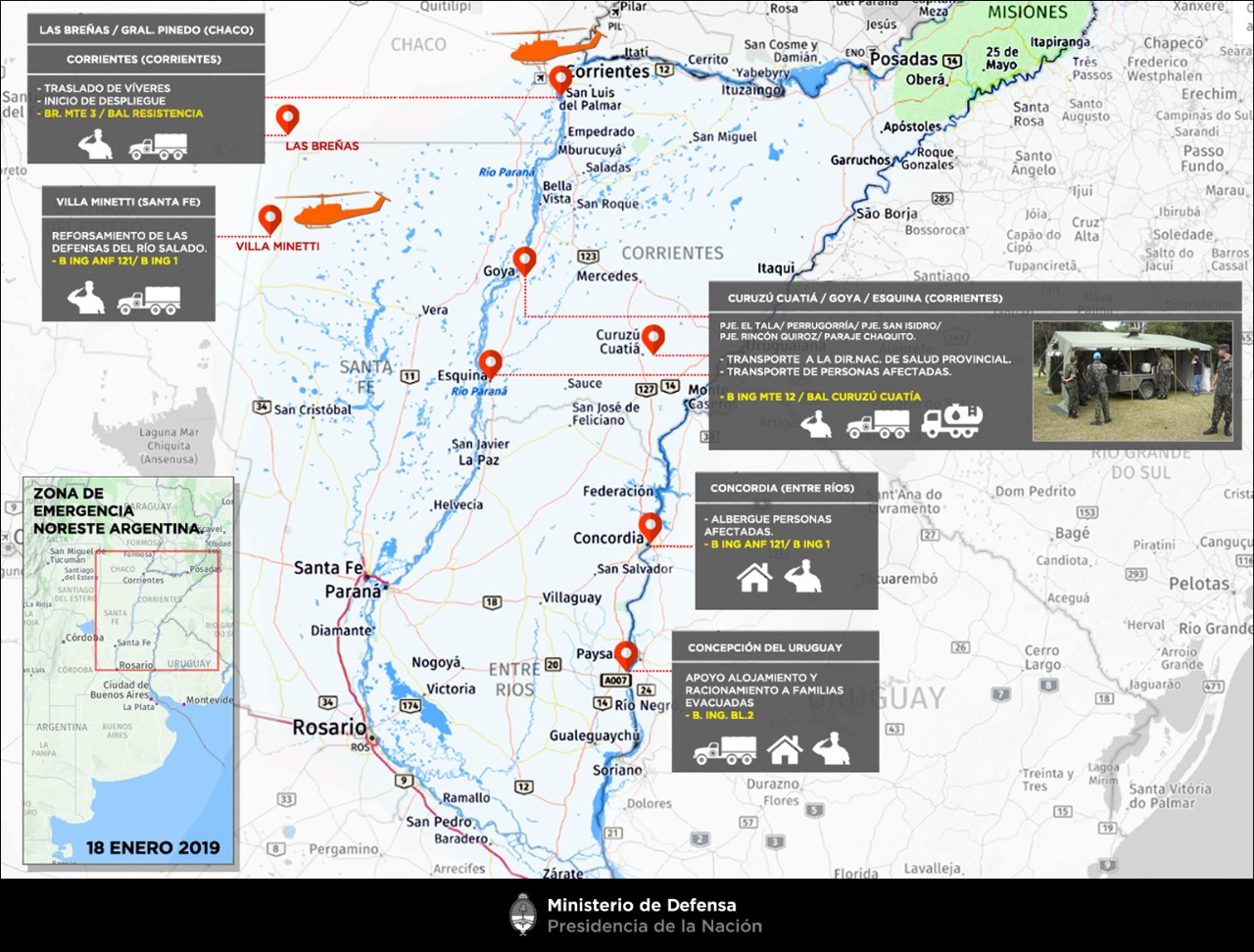 Mapa de las zonas de emergencia