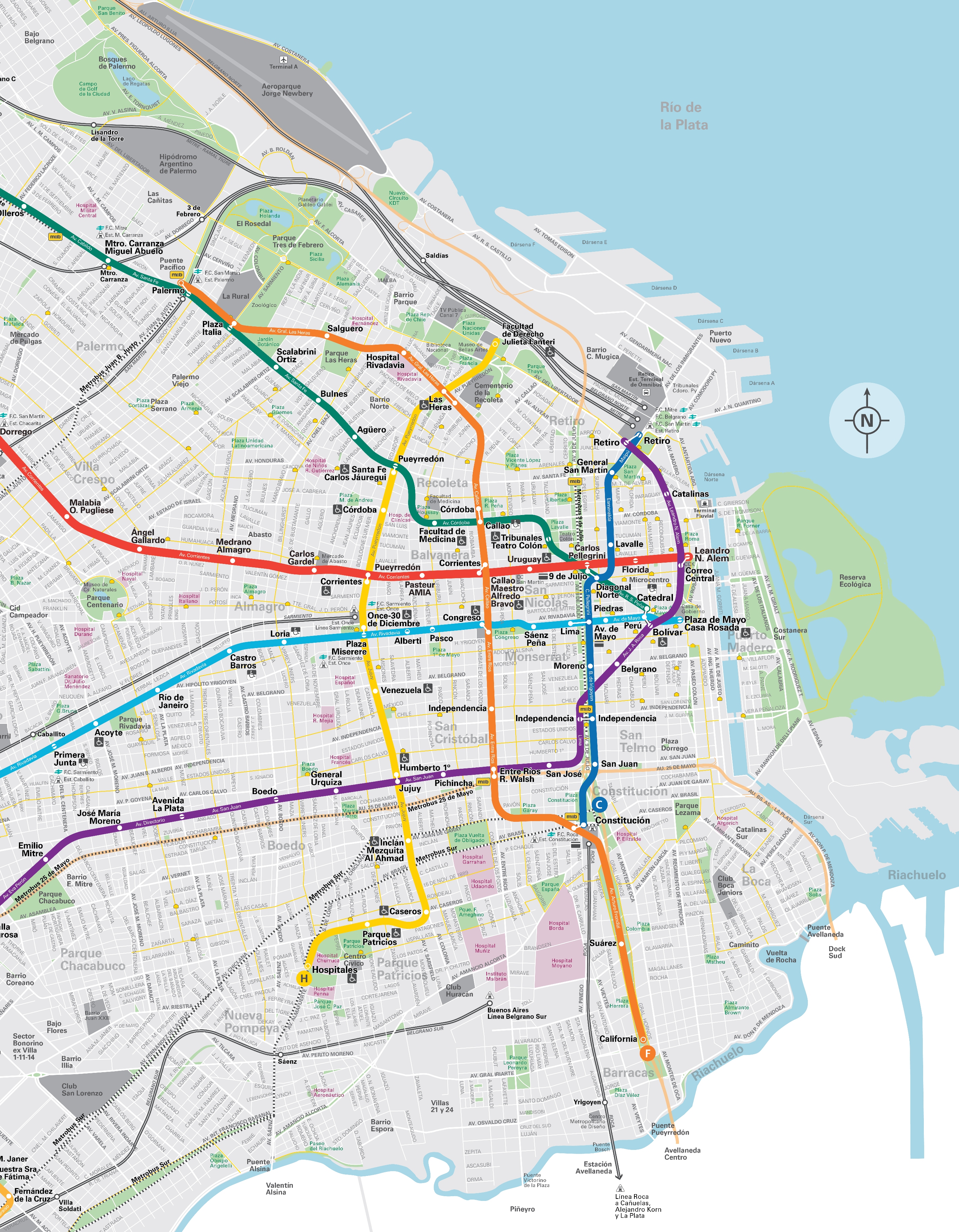 Mapa detalle Línea F