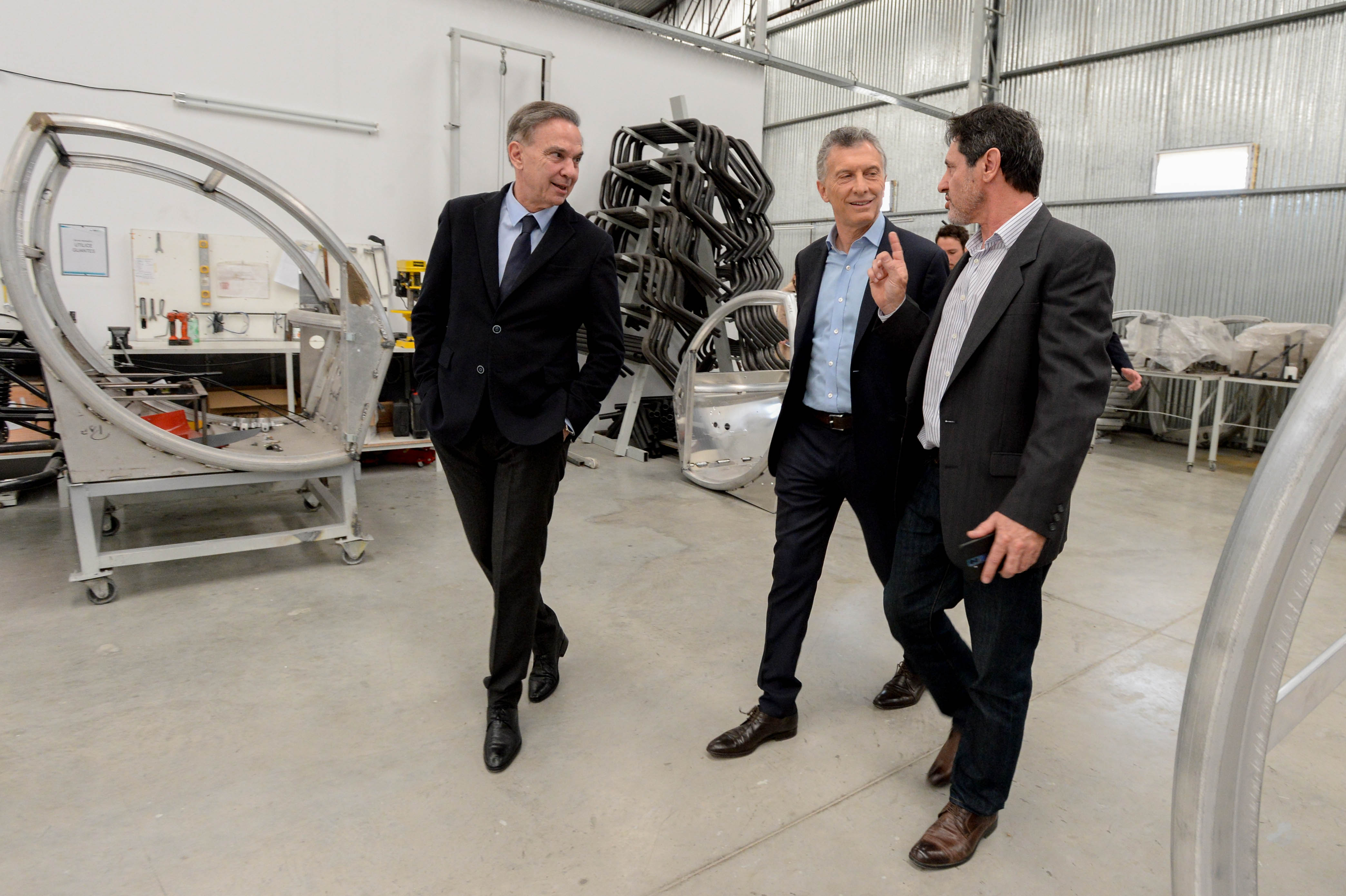 Macri y Pichetto en una Pyme del Conurbano Bonaerense.